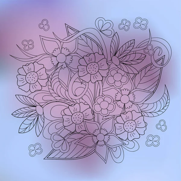 透明な花夏組成紫グラデーション — ストックベクタ