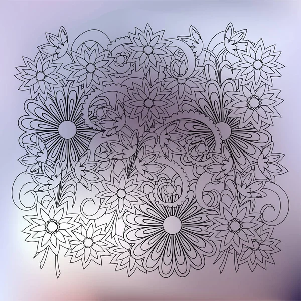 Gradiente de plata composición floral transparente — Vector de stock