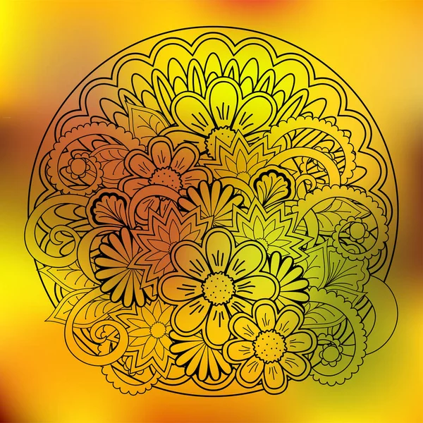 マンダラ黄色 gradie と透明な花夏組成 — ストックベクタ