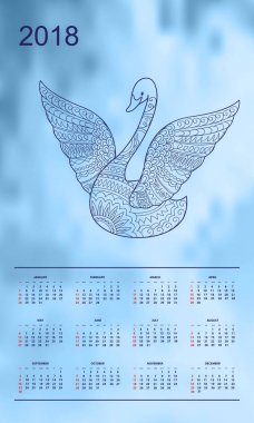 Hafif mavi takvim yılı 2018 Kuğu