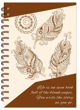 kapak tüyler boho tasarımı defter