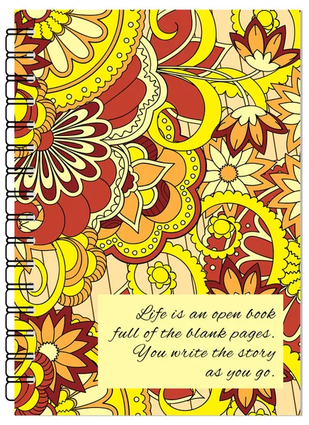 ノートブックのオレンジ色のカバー禅の花のデザイン — ストックベクタ