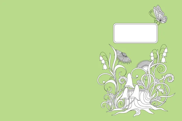 녹색 커버 디자인 노트북 식물과 나비 — 스톡 벡터