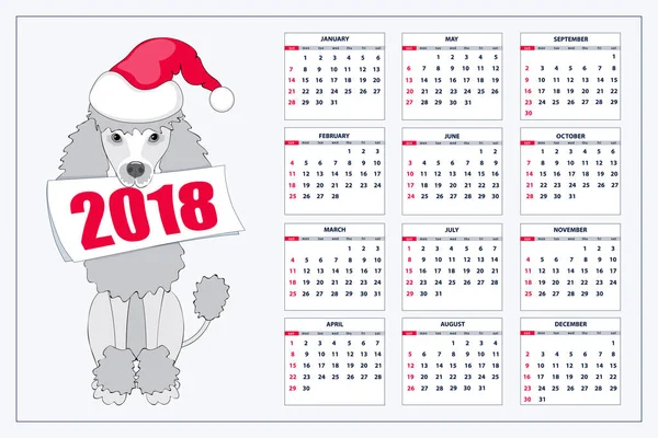 Kreativa kalender med dragna leksak hund för vägg år 2018 — Stock vektor