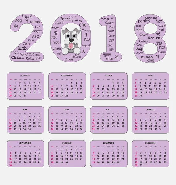 Yaratıcı takvim ile çizilmiş oyuncak köpek duvar yıl 2018