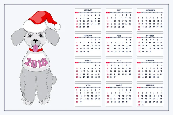 Креативний календар з намальованою іграшковою собакою для настінного року 2018 — стоковий вектор