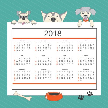 Komik karikatür köpeklerle çocukları takvim duvar yıl 2018