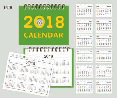 Çocuklar takvim duvar veya masa yıl 2018, 2019