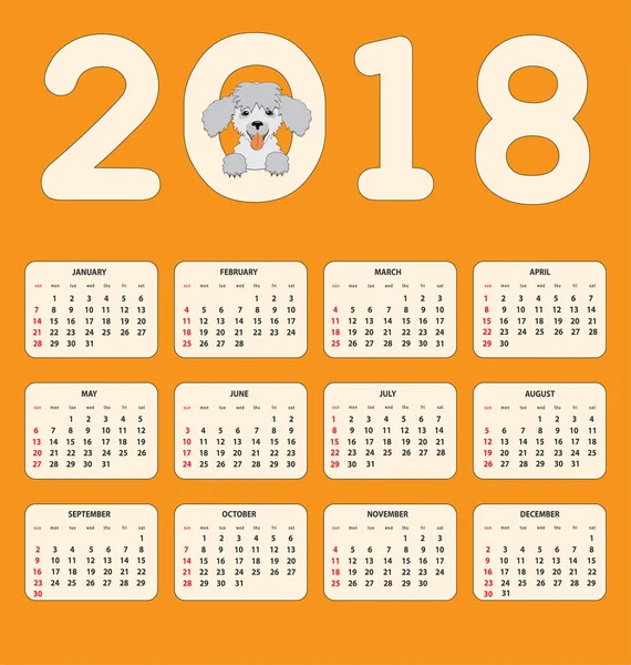 Дитячий календар на стіну або настільний рік 2018 — стоковий вектор