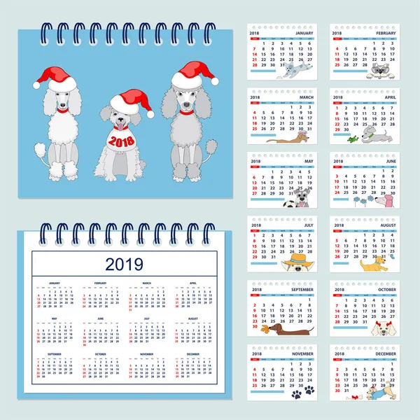 Çocuklar takvim duvar veya masa yıl 2018, 2019