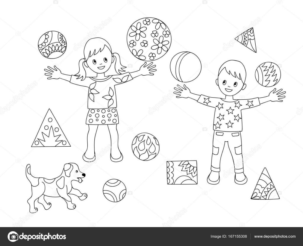 Disegni da colorare pagina bambini e cucciolo — Vettoriale Stock