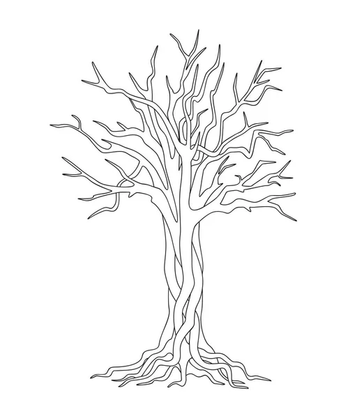 Zwart-wit print met boom — Stockvector