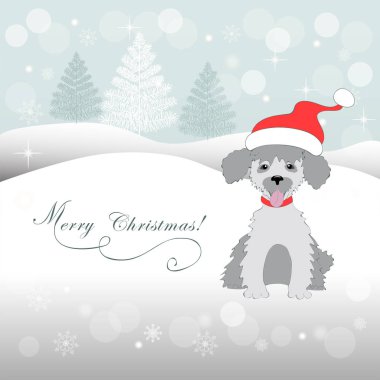 Noel kartı köpek yavrusu fino köpeği ile