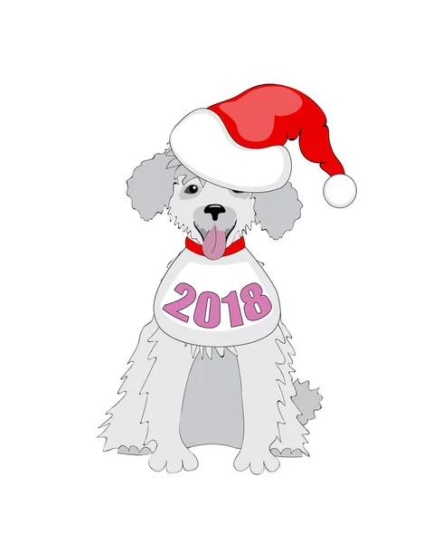 Puppy poodle with 2018 — Stock Vector