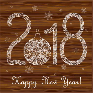 Yeni yıl kartı 2019 tahta üzerinde