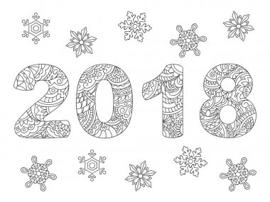 2018 ve beyaz kar taneleri