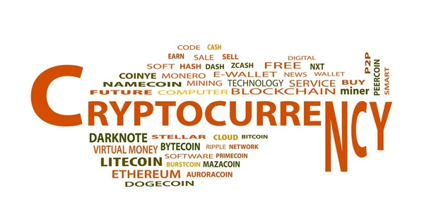 Cryptocurrency word cloud concept on white background — Stock Vector