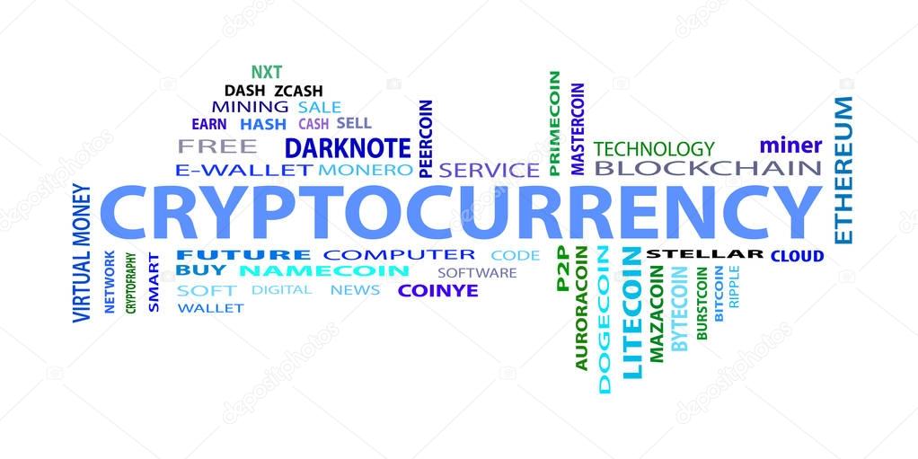 Criptocurrency, word cloud concept on white background