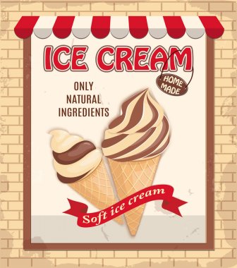 Vanilyalı ve çikolatalı dondurma vintage dükkan