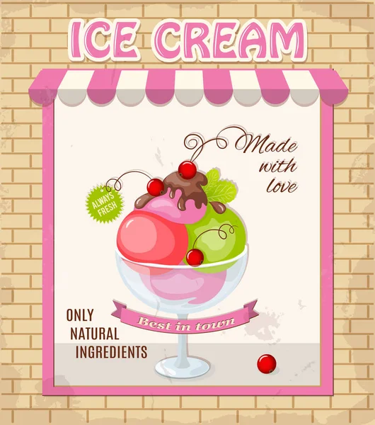 Mint and currant ice cream in the vintage shop — Stock Vector