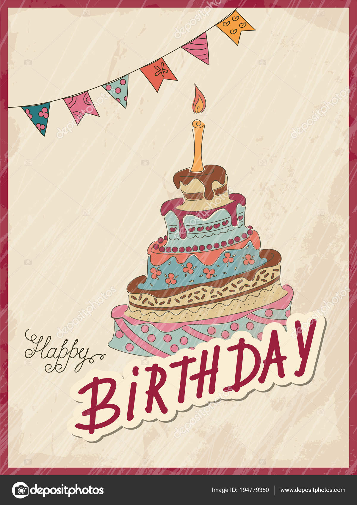 Vintage Birthday Card With Doodle Cake And Flags Stock Vector Image By C Sliplee Vintage Birthday Card With Doodle Cake And Flags Stock Vector Image By C Sliplee