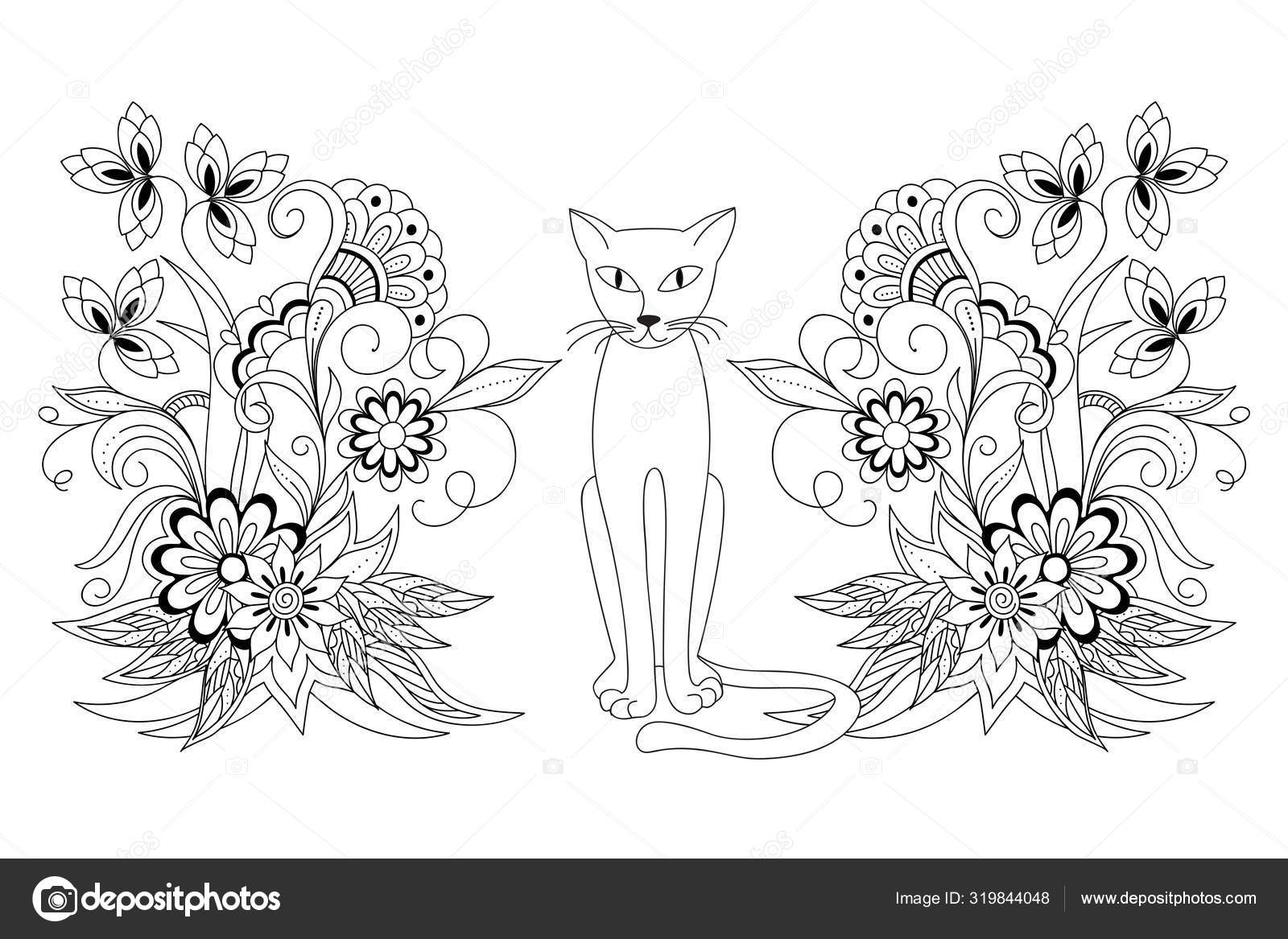 Coloring Page Cartoon Cat Hand Drawn Mehndi Flowers Adult Antistress Vector Image By C Sliplee Vector Stock Coloring Page Cartoon Cat Hand Drawn Mehndi Flowers Adult Antistress Vector Image By C Sliplee Vector Stock