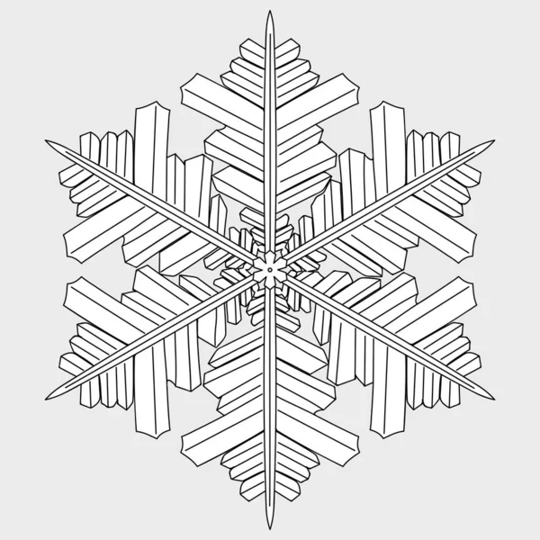 Copos Nieve Navidad Dibujados Mano Geométricos Aislados Sobre Fondo Blanco — Vector de stock