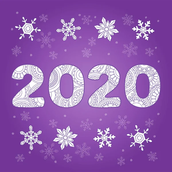 Anno Nuovo Sfondo Festivo Con Numeri 2020 Fantasia Con Zen — Vettoriale Stock