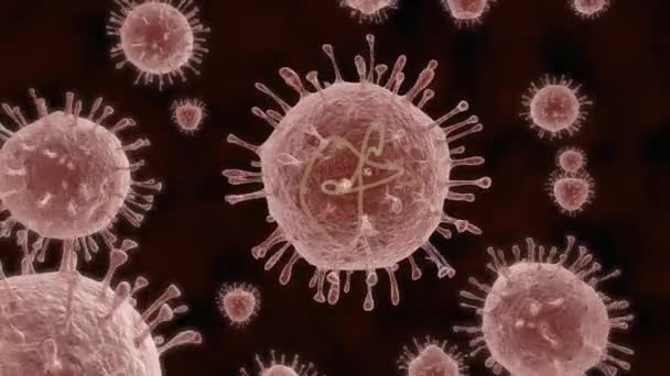 Animasi Dari Sekelompok Virus Pada Latar Belakang Gelap — Stok Video