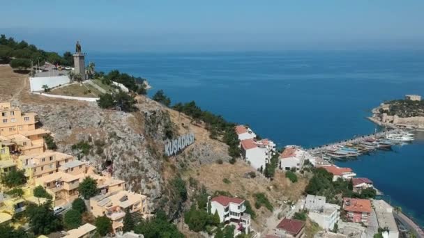 Vista Aérea Lado Del Puerto Ciudad Kusadasi Turquía Verano — Vídeo de stock