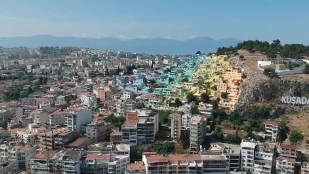 Vista Aerea Sul Lato Del Porto Della Città Kusadasi Turchia — Video Stock