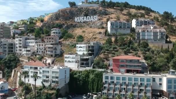 Vista Aerea Sul Lato Del Porto Della Città Kusadasi Turchia — Video Stock