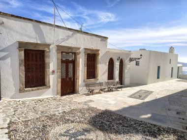 Milos, Yunanistan Plaka Köyü güneşli havada