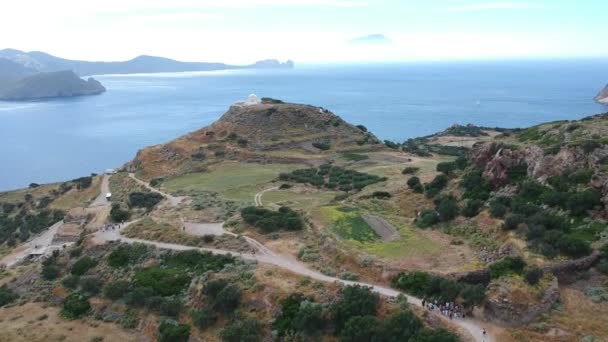 Milos Grecia Plaka Vista Villaggio Dal Drone Con Clima Soleggiato — Video Stock