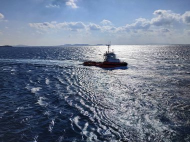 Ege Denizi Yunanistan 'daki yolcu gemisinden deniz manzarası