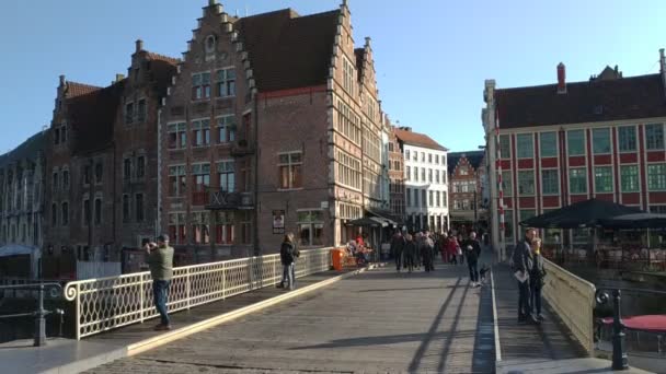 Ghent Bélgica Novembro 2019 Vista Sobre Ruas Estradas Com Turistas — Vídeo de Stock