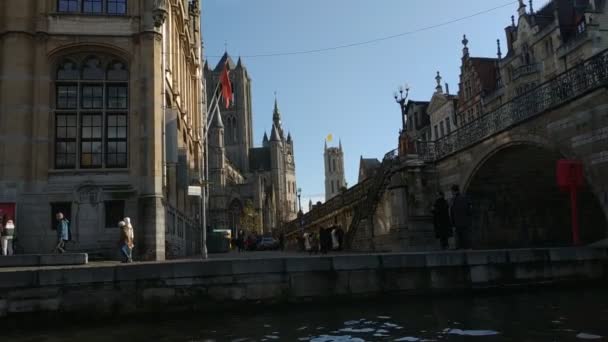 Gand Belgio Novembre 2019 Veduta Sulle Strade Strade Con Turisti — Video Stock