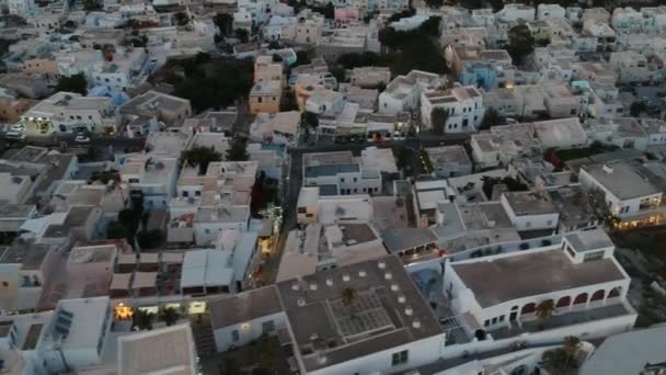 Veduta Aerea Sulla Capitale Fira Santorini Durante Serata Estiva Filmati — Video Stock