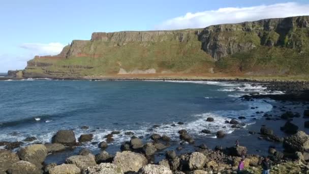 Giant Causeway Casual Footage Windy Weather Northern Ireland — Stock Video