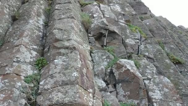 Giant Causeway Casual Footage Przy Wietrznej Pogodzie Irlandii Północnej — Wideo stockowe