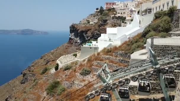 Vista Clásica Los Edificios Decoración Fira Capital Santorini Grecia — Vídeos de Stock