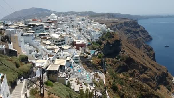 Vista Clássica Sobre Edifícios Decoração Fira Capital Santorini Grécia — Vídeo de Stock