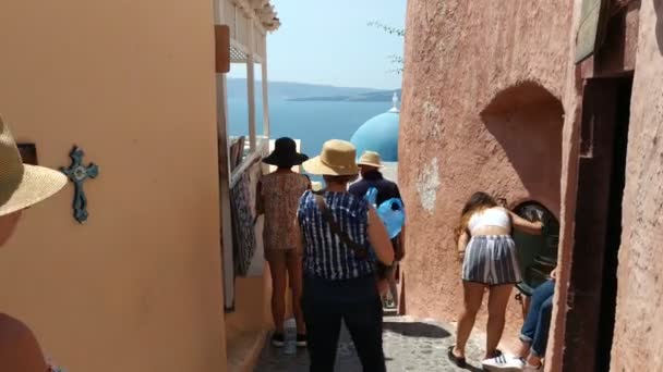 Fira Greece June 2019 Casual View Street Life Capital Santorini — Αρχείο Βίντεο