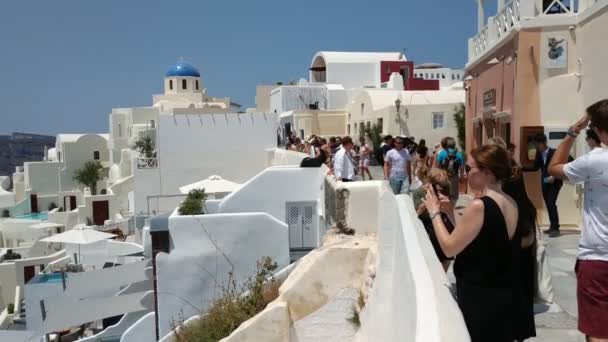 Fira Grèce Juin 2019 Vue Décontractée Sur Vie Rue Capitale — Video