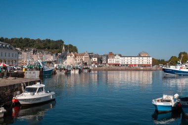 Honfleur, France - October 14, 2019: some casual view on the places and architecture of the village