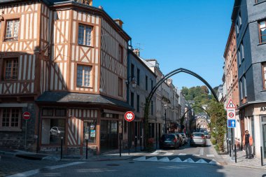 Honfleur, France - October 14, 2019: some casual view on the places and architecture of the village
