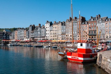 Honfleur, France - October 14, 2019: some casual view on the places and architecture of the village