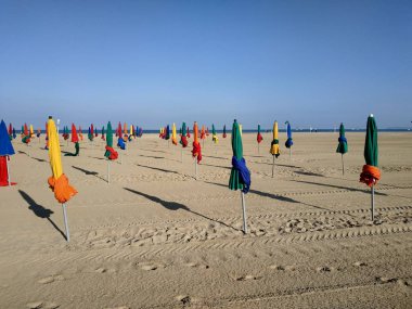 View on the Deauville beach at sunny weather, France