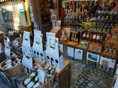 Honfleur, France - October 14, 2019: some casual view on the places and architecture of the village