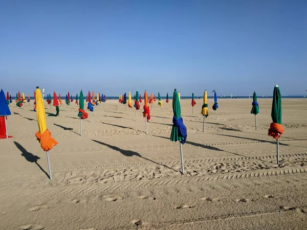 View on the Deauville beach at sunny weather, France